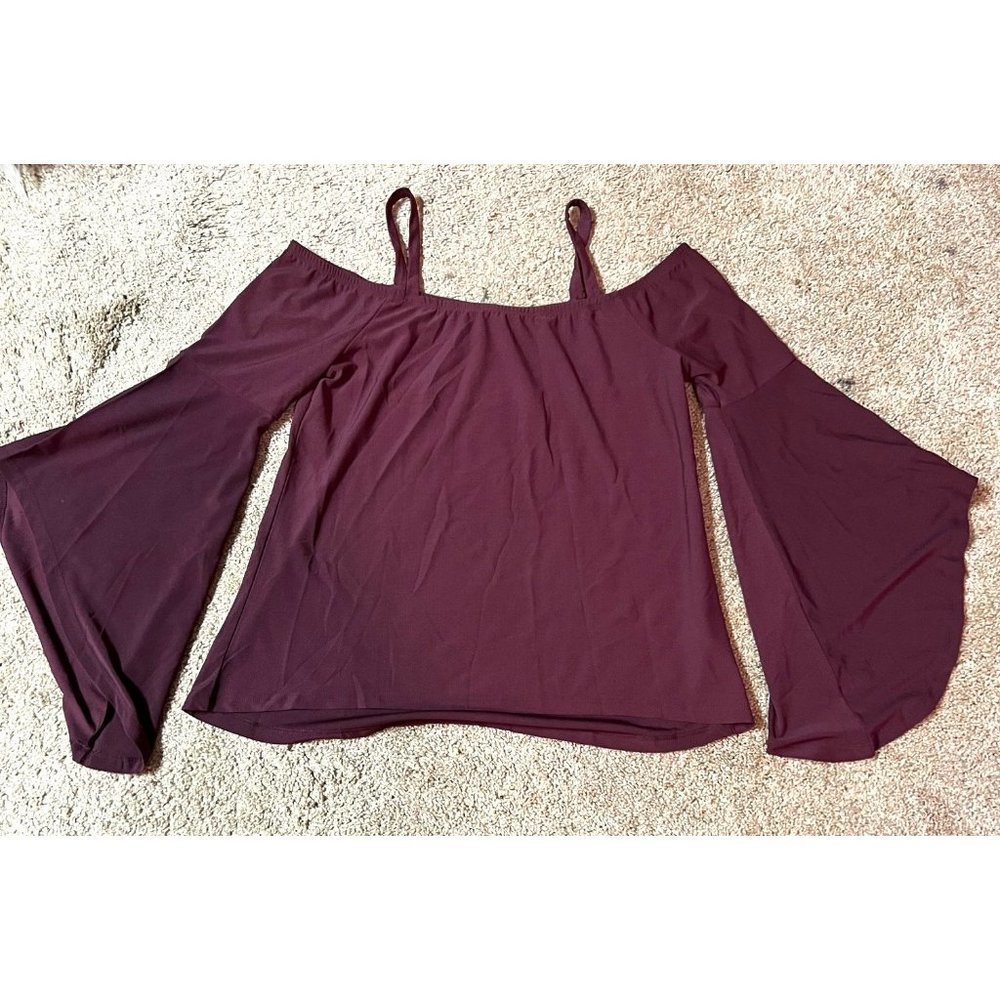 Keith Burgundy Cold Shouldet Blouse